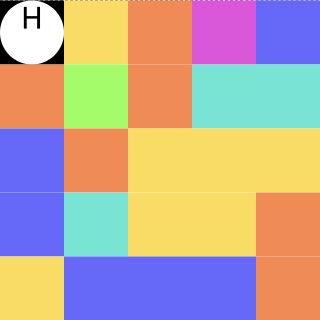 Color Zone의 여러 색으로 나뉜 게임판